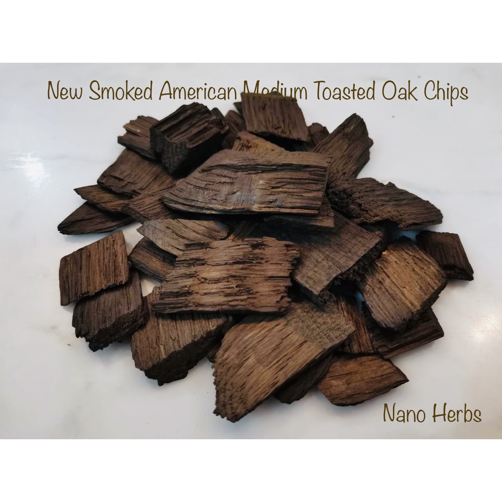 เกล็ดไม้โอ๊คอเมริกัน คั่วเข้ม รมควันแบบดั้งเดิม TRADITIONAL MILDLY SMOKED American Medium Toasted Oak Chips: 50g