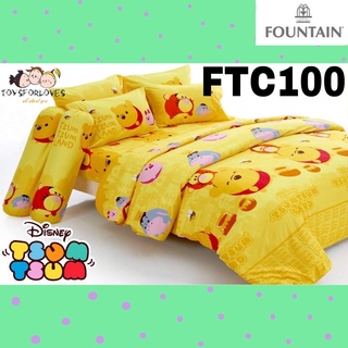 🟡Fountain🟡 ลิขสิทธิ์แท้ ผ้าปู + ผ้านวม FTC100 Disney TsumTsum POOH ลายการ์ตูน Bed Set FTC ชุดเครื่องนอน ผ้าปูที่นอน