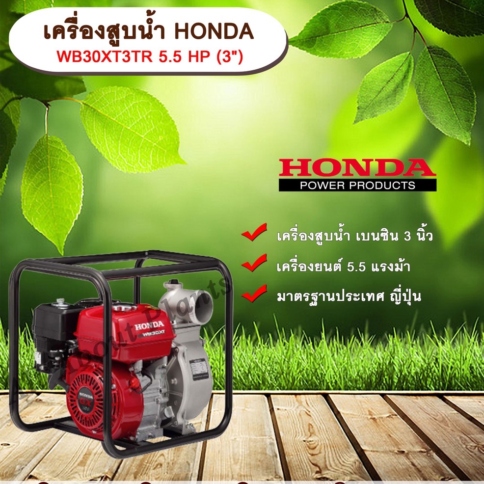 เครื่องสูบน้ำ Honda WB30XT3TR 5.5HP (3")  เครื่องสูบน้ำ ปั๊มชนเครื่อง ปั๊มเบนซิน allaboutplants