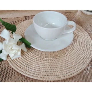 แก้วกาแฟเซรามิคพร้อมจานรองสีขาว มีให้เลือก3ขนาด
