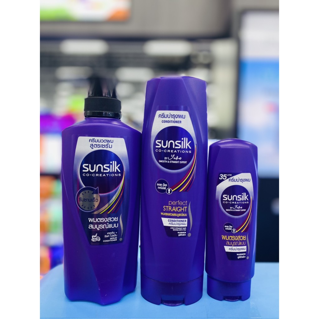 Sunsilk Conditioner ซันซิล ครีมนวดผม สูตรเซรั่ม เพอร์เฟค สเตรท สูตรผมตรง  (ม่วง) มี 3 ขนาด | Shopee Thailand