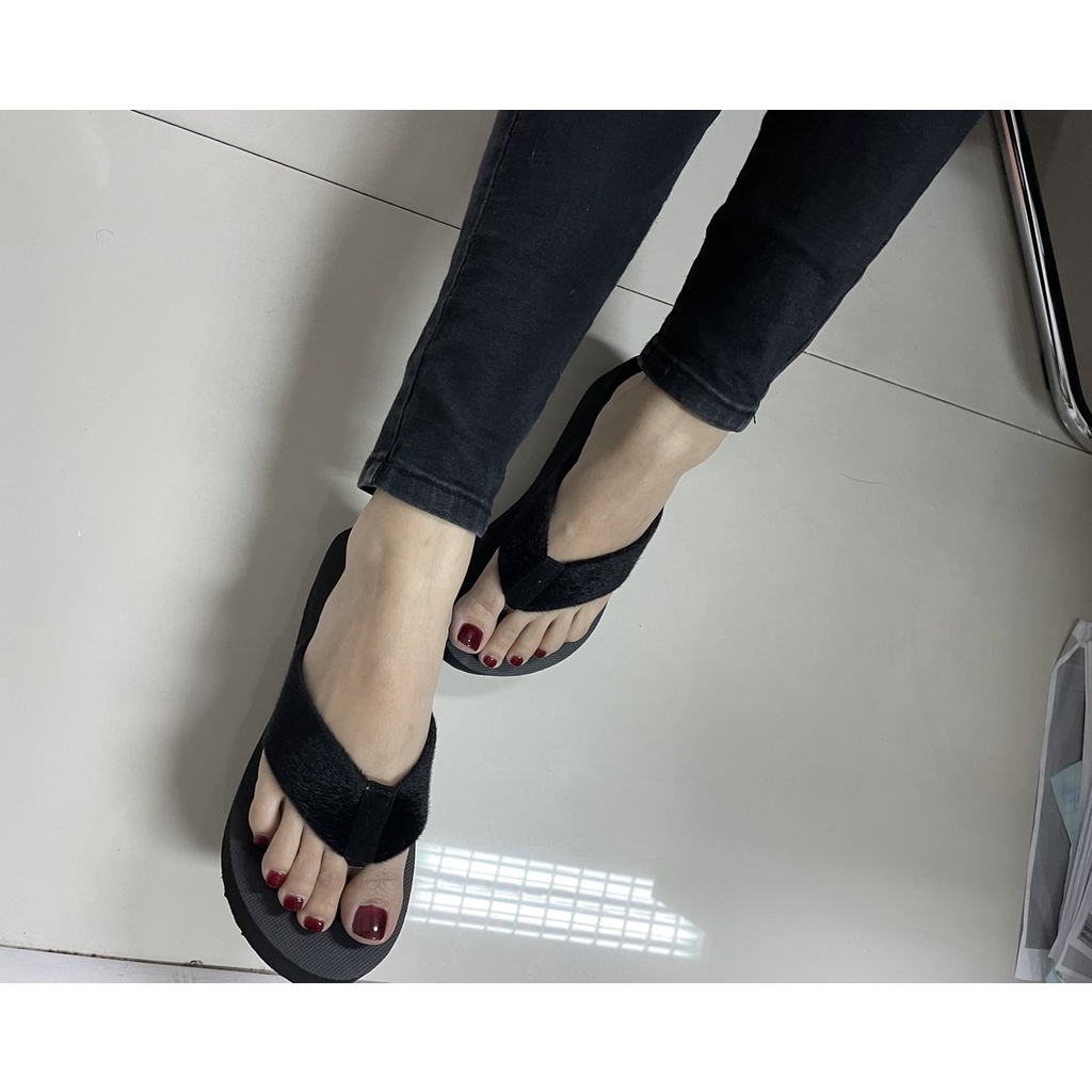 รองเท้าแตะส้นสูง พื้น EVA สายขนปุย มุ้งมิ้ง⚫️🔴ใส่นุ่ม สบายเท้า - รูปที่ 5