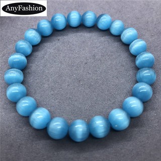 Cute Blue Cat Eyes Opal Beads Bracelet Bangle For Women Crystal Jewelry