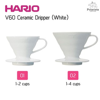 Hario V60 Ceramic Dripper ดริปเปอร์ กรวยดริปกาแฟ เซรามิก สีขาว ขนาด 01/02