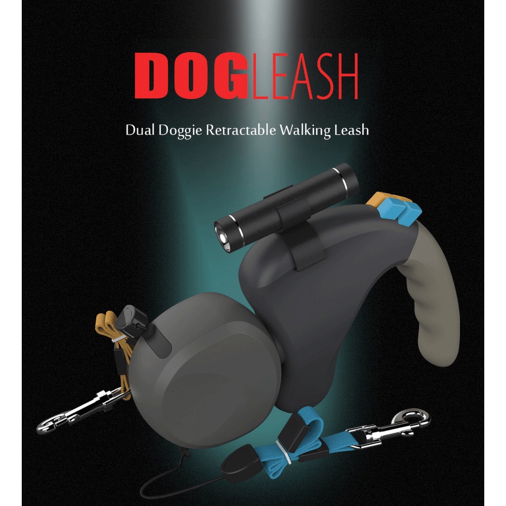 Dog Double Leashes Retractable Dual Pet Leash Rope Zero Tangle Walk For ...
