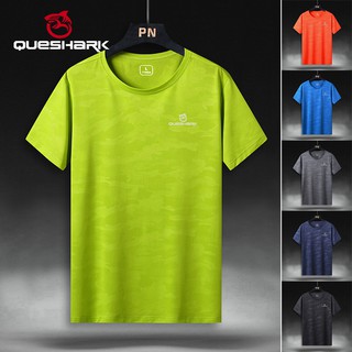 QUESHARK Professional Men Quick Dry Running T Shirt Slim Tops Breathable Camping Hiking Cycling T-shirts Tees L -9XL