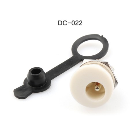 (3 ชุด)DC JACK แจ๊คดีซี 2.1   3 ขาตัวเมีย พลาสติกสีขาว พร้อมจุกยางกันน้ำ