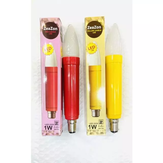 LED หลอดเทียนยาวประหยัดไฟ 1W ยี่ห้อ Zenzon มีลายมังกรและไม่มีลายมังกร สำหรับประดับไฟศาลเจ้า ยาว19 cm
