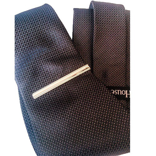 Houseofcuff Tie Pin Slim Silver Tie Clip Bar Tie Pin - สีเงิน