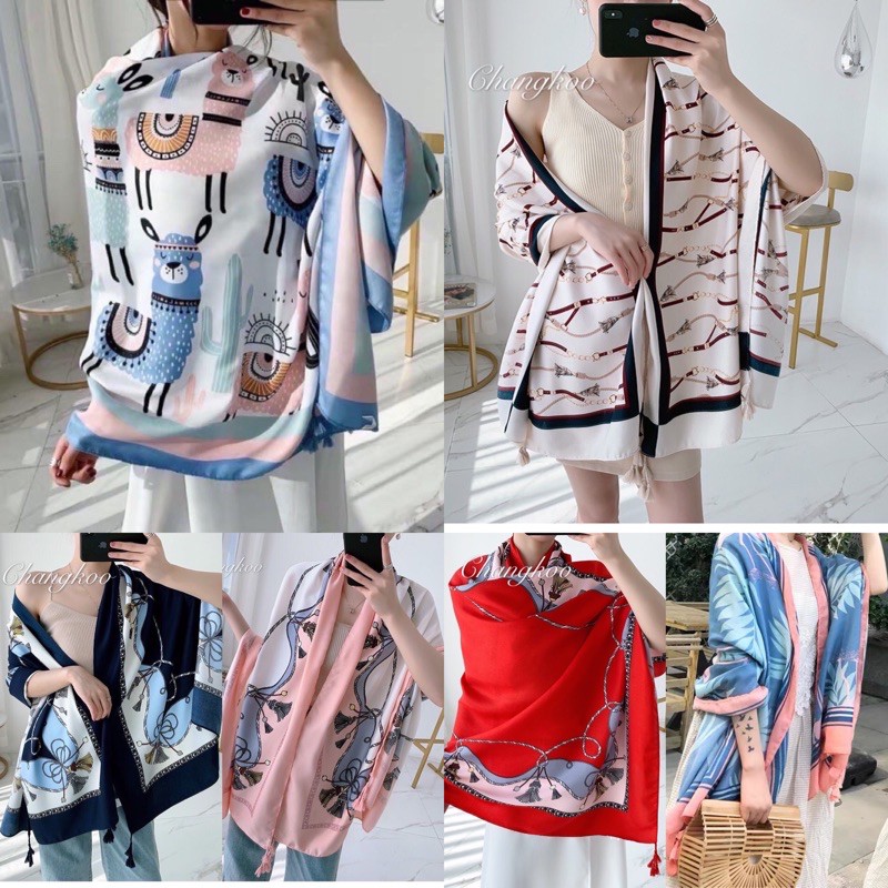 ผ้าคลุมไหล่ ผ้าพันคอ ของขวัญ ของฝาก สามารถกันหนาว กันลม กันแดด ของใหม่ ราคาสุดคุ้ม พร้อมส่งในไทย