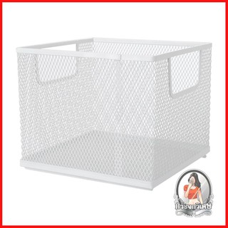 ตะกร้าใส่ของในครัว อุปกรณ์จัดเก็บในครัว ตะกร้า Mesh ซ้อนได้ KECH 18.8x18x15.5 นิ้ว สีขาว 
 ตะกร้าตาข่ายช่วยระบายอากาศได้