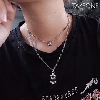 ⛓handmade🛠สร้อยสแตนเลสจี้ลายดอกไม้