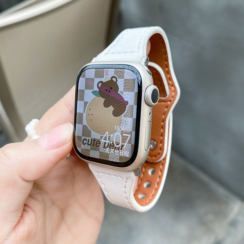 💞Hot sale💞เหมาะสำหรับ Applewatch สายหนังสายนาฬิกา iwatch มูลค่าสูง s7 สายนาฬิกา Apple รุ่นหญิงse