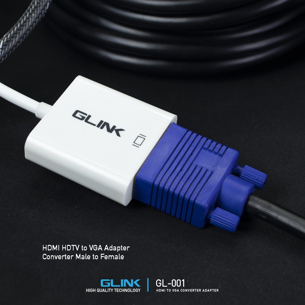 GLINK GL001 ตัวแปลง HDMI TO VGA พร้อม Audio Output รองรับความละเอียดถึง