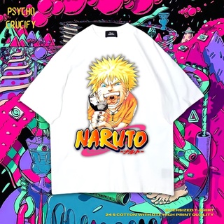 tshirtเสื้อยืดคอกลมฤดูร้อนเสื้อยืด ขนาดใหญ่ พิมพ์ลาย Psycho Crucify Uzumaki Naruto | สีขาว | เสื้อยืด ลายการ์ตูนนารูโตะ