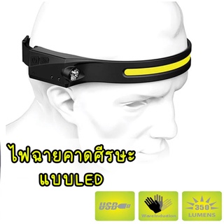 ไฟฉายคาดหัวเซนเซอร์ ฟฉายคาดหัวแบบชาร์จ USB ไฟคาดหัวแรงสูง ไฟฉายคาดหัว LED  มีแบตเตอรี่ในตัว ไฟฉายคาดศีรษะ