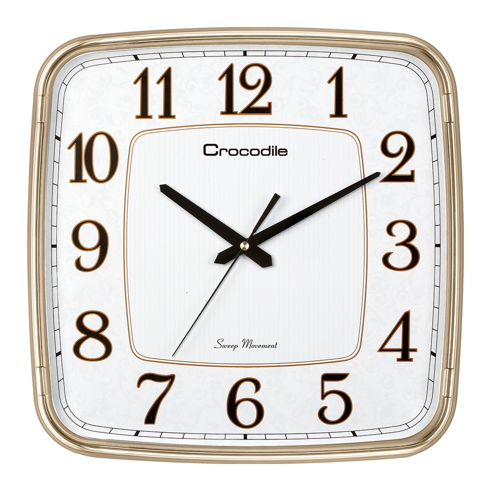 จระเข้ 39.5(h) x 39.5(w) x 4.8 ซม. ลึก Modern Stylish Classy Sweep Movement ABS Square Shape Wall Cl