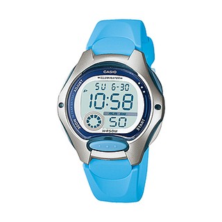 Casio นาฬิกาข้อมือผู้หญิง สีฟ้า สายเรซิน รุ่น LW-200,LW-200-2B,LW-200-2BVDF