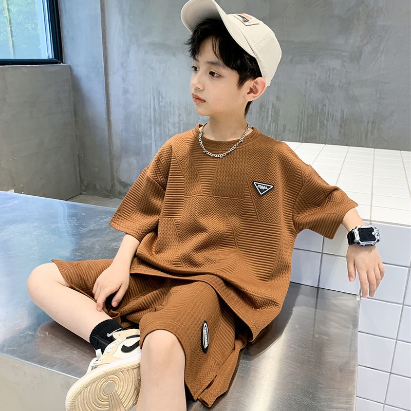 Pinx เสื้อผ้าเด็ก ชุดฤดูร้อนของเด็กชาย ฤดูร้อนใหม่ ถนนทอด หล่อ ชายวัยกลางคน ชุดลำลอง