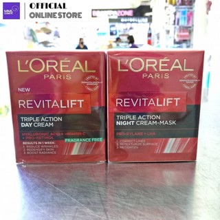 Loreal ลอรีอัล ปารีส รีไวทัลลิฟท์ ทริปเปิล แอคชั่น(กลางวัน/กลางคืน) 50มล.