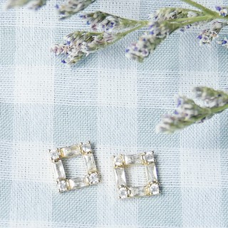 【Pretty Refined】พร้อมส่ง Simple Quadrate Style S925 earring Korea Style ต่างหูน่าร้ก