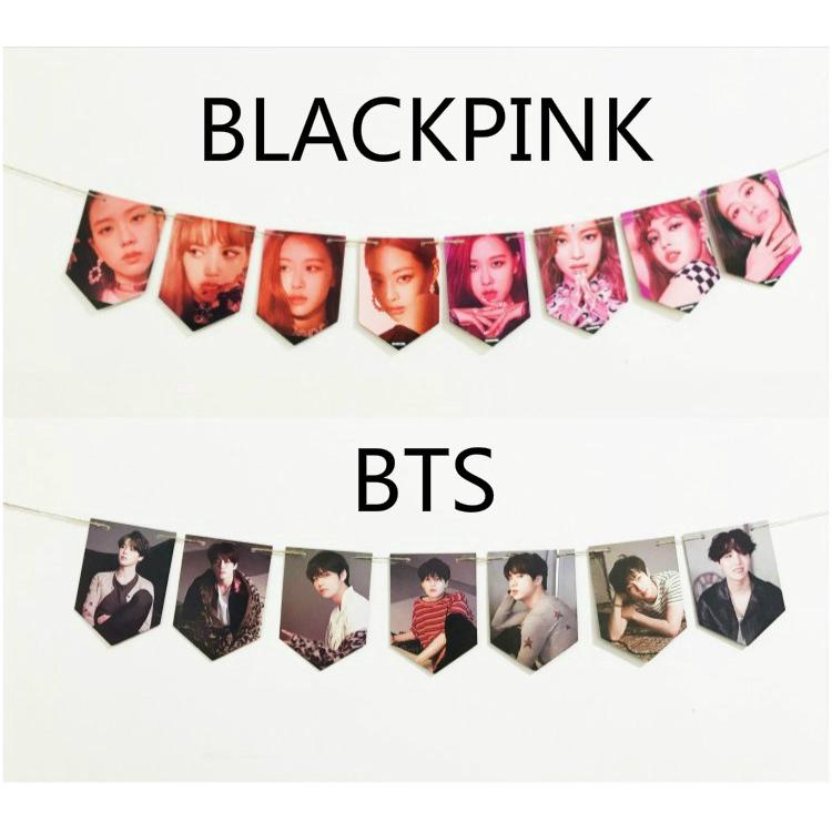 โปสเตอร์ภาพวาดตกแต่ง KPOP BTS BLACKPINK Double-sided Pattern Hanging Flag