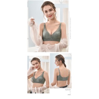 #2932 Braไร้โครง Sexy Soft Bra เสื้อในลูกไม้ลายดอก แฟชั่นใหม่ ชุดชั้นในไร้โครงระบายอากาศสบายรวบรวมไม่มีขอบ