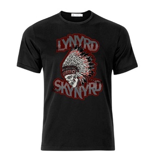 tshirtเสื้อยืดคอกลมฤดูร้อนขายดี เสื้อยืดลําลอง แขนสั้น พิมพ์ลายหัวกะโหลก Lynyrd Skynyrd Indian สีดํา IAajbj50OAndkf89Sto