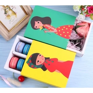 A039 พร้อมส่ง!(แพค10กล่อง) กล่องลิ้นชักลายผู้หญิงน่ารักมากก ใส่ขนม คุกกี้ มาการอง ขนมเปี๊ยะ มีหลายสีหลายแบบให้เลือกค่า