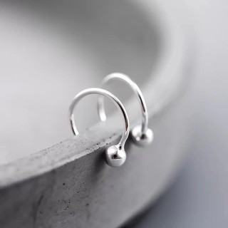 Sterling Silver Hoops Earrings French Lock Style ต่างหูเงิน แฟชั่นตัวล็อกแบบฝรั่งเศ