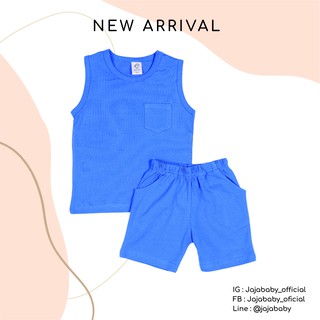 Jajababy ชุดเซ็ทเด็ก กางเกง+เสื้อยืดแขนสั้น สีน้ำเงิน