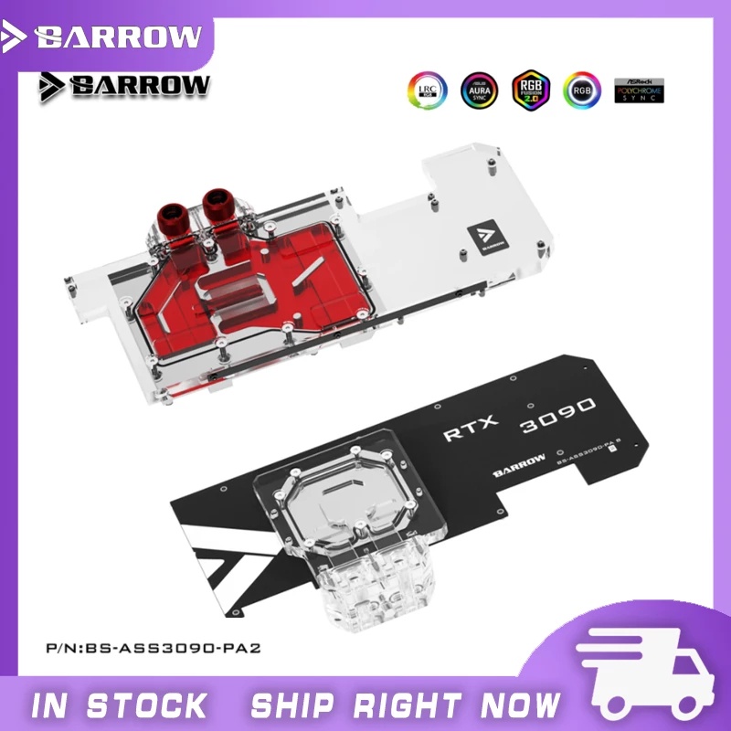 Barrow บล็อกน้ําระบายความร้อน GPU สําหรับ ASUS ROG STRIX RTX 3090 3080 BS-ASS3090-PA2