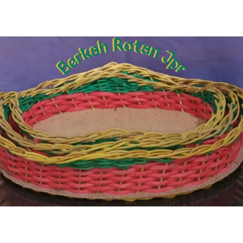 RATTAN PARCEL BASKET 1 ชุด 3 ชิ้นไม่มี STEMS WAVE MODEL/FRUIT BASKET/DONATION BASKET/HANTARAN/MAKE U