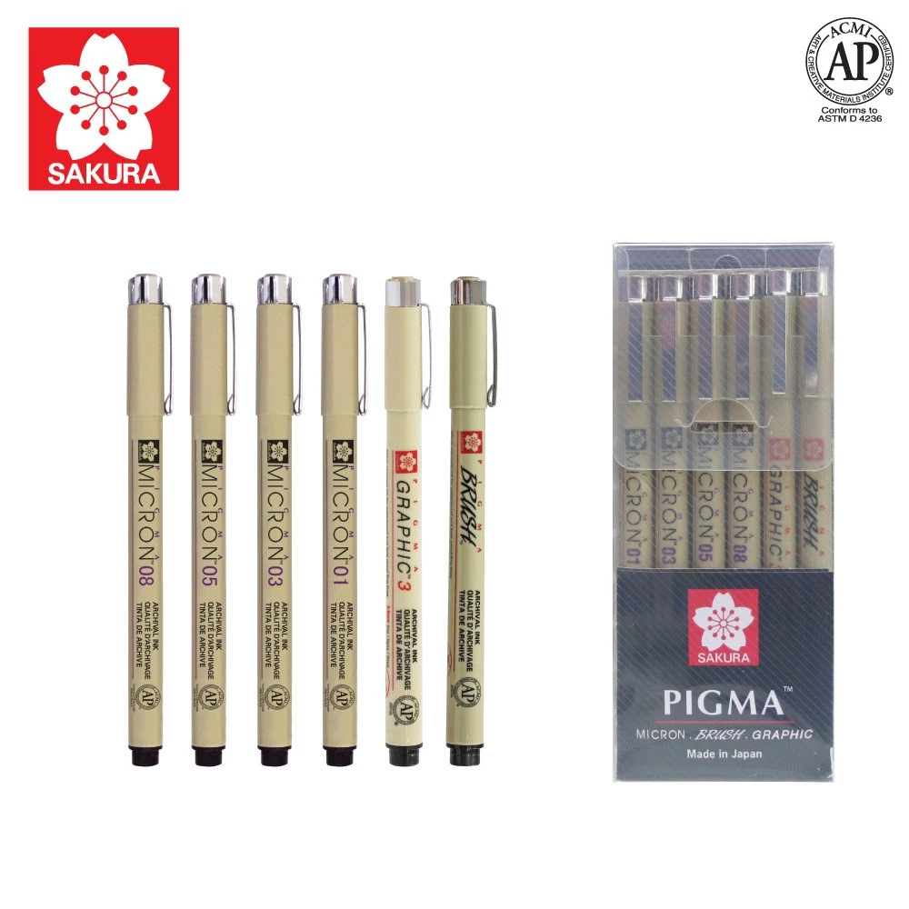 SAKURA (ซากุระ) ปากกาพิกม่า Pigma Pen SAKURA ปากกาตัดเส้น ปากกากาดำ รหัส XSDK