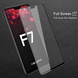 กระจกนิรภัย กันรอย กาวเต็ม เต็มจอ เก็บขอบ 5D Oppo F7 สีดำ