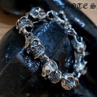 สร้อยข้อมือเงินแท้ หัวกะโหลกหน้าโหด Sterling Silver 925 NSSK1384