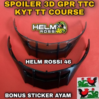 สปอยเลอร์ 3D GPR KYT TT COURSE TTC สีดํา ควัน และโบนัสกาวด้านข้าง แบบใส