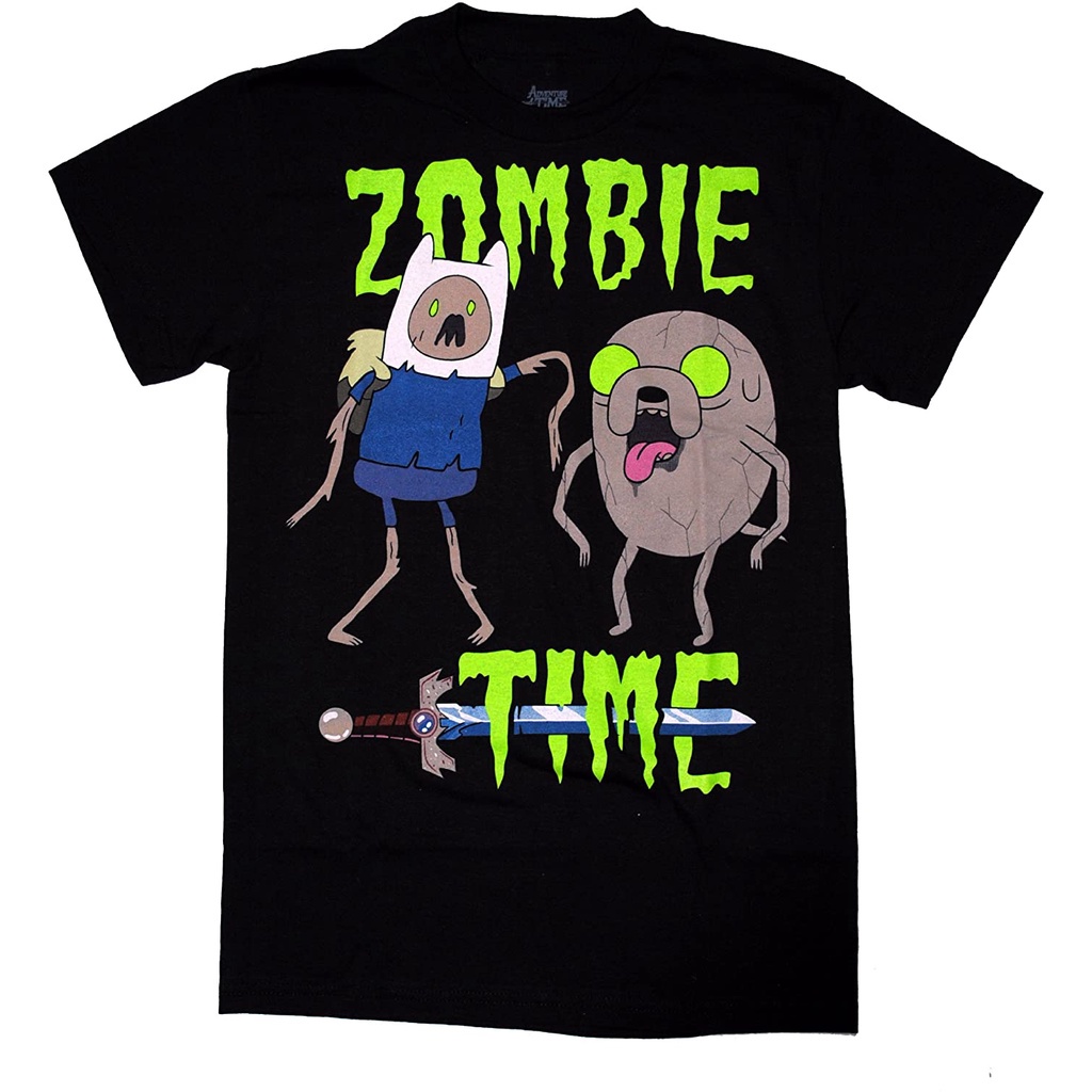 ผ้าฝ้ายคอกลม100%cotton เสื้อยืดผู้ชาย Adventure Time With Finn And Jake Zombie Time Officially Licensed Adult T-Shirt me