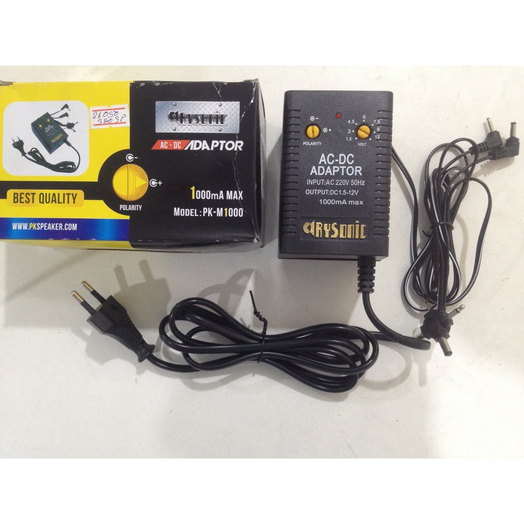 PK-M1000 Adapter Switching ปรับโวลท์ได้ Adjust Voltage 1.5-3-4.5-6-7.5-9-12V 1A 1000ma อแดปเตอร์ แปล