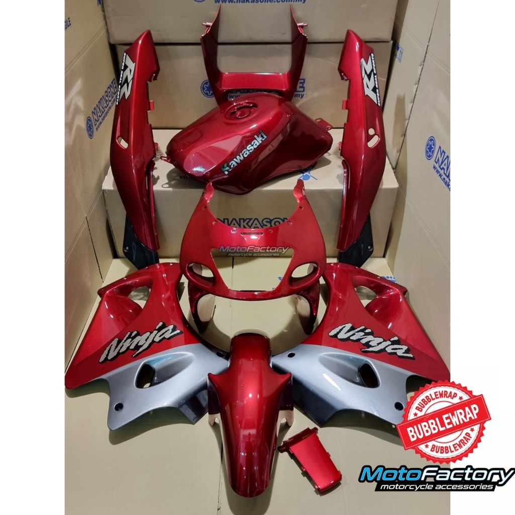 KAWASAKI NINJA150RR ZX150R RR ฝาครอบชุดใหม่สีแดง CHROME สติกเกอร์สีสติกเกอร์สีเงิน TANAM