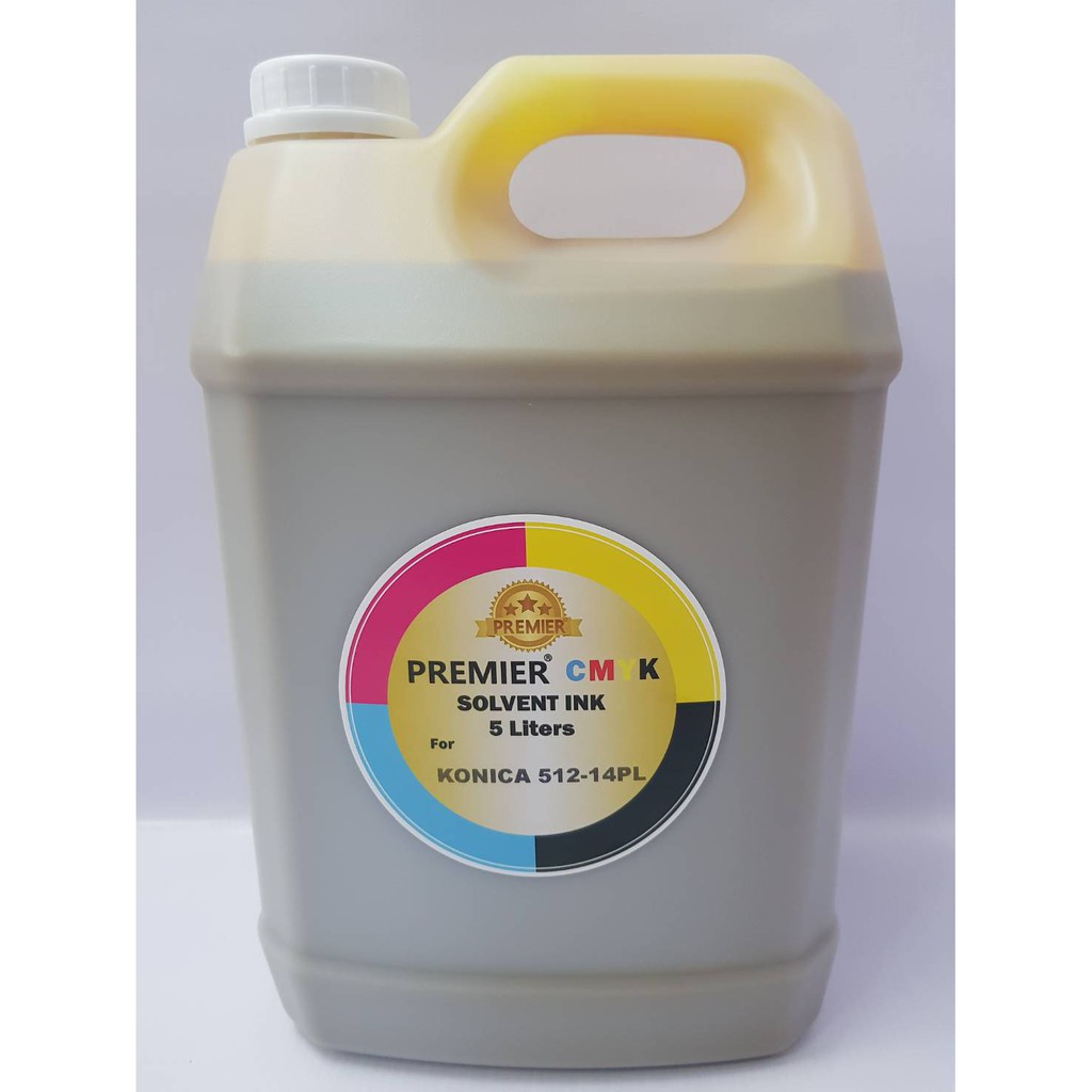 หมึกสี Solvent ink สำหรับ หัวพิมพ์ Konica 512i 14PL 5ลิตร ไร้กลิ่น PREMIER SOVENT INK 14PL สี Yellow