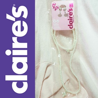 claires pearl necklace bracelet clips earrings ชุดสร้อยคอ สร้อยข้อมือ กำไล ต่างหูหนีบ ไข่มุก