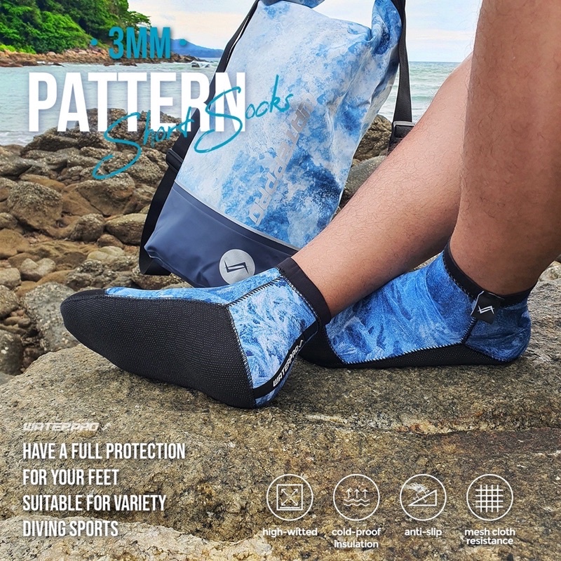 ถุงเท้าดำน้ำ - Water Pro 3mm Pattern Short Socks