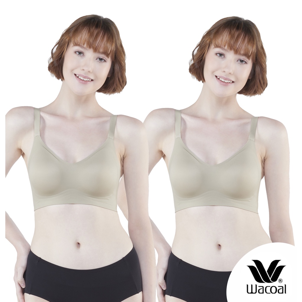 Wacoal ชุดชั้นเนียน บราไร้โครง Smart Size เสริมฟองน้ำ เซท 2 ชิ้น รุ่น WB3Y28/WB3228 สีเขียว (GR)