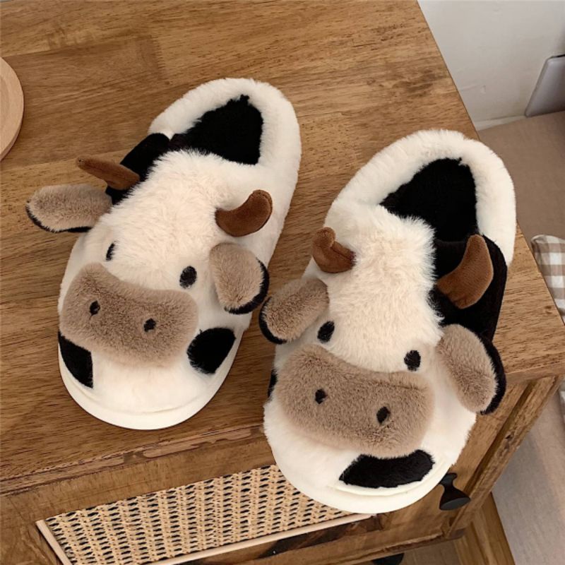 「พร้อมส่งจากไทย」สลิปเปอร์วัว slipper นุ่มนิ่ม ใส่สบาย รองเท้าใส่ในบ้านลายวัว