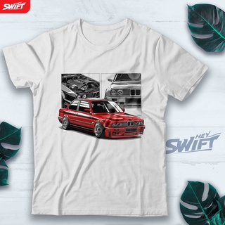 [COD]เสื้อยืด พิมพ์ลายรถยนต์ Bmw E30 COUPE RED CLIC CAR DISTROS-5XL