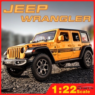 Klt 1:22 JEEP Wrangler Rubicon 4X4 โมเดลรถของเล่น โลหะอัลลอยด์ ของเล่นสําหรับเด็ก รถบรรทุก รถยนต์ ขนาดเล็ก มีเสียง และไฟ