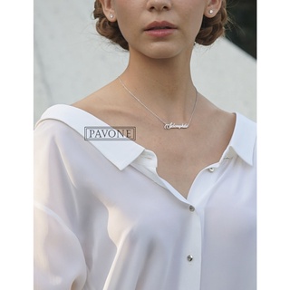 Pavone Jewelry สร้อยคอเงินแท้ สร้อยตัวอักษรชื่อ Selenophile ชุบทองคำขาว🤍