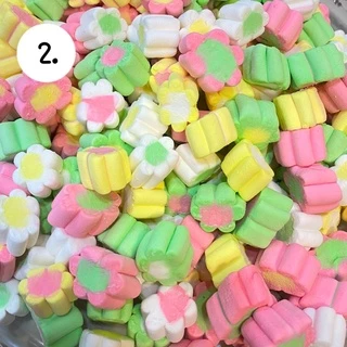 🍡🍡มาร์ชแมลโล่ เกรดพรีเมี่ยม หวานน้อย🍡🍡 ขนาด 100 กรัม รสผลไม้ แต่ละแบบคนละรสชาติ อร่อยมากค่ะเด็กๆชอบ