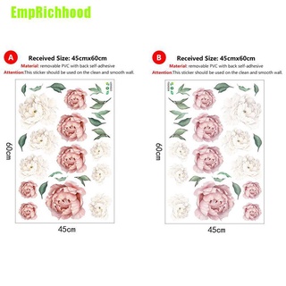 (Emprichhood) สติกเกอร์ติดผนัง ลายดอกโบตั๋น สีชมพู สีขาว